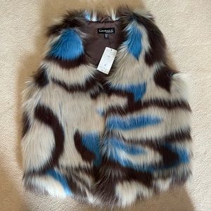 Brand New - Faux Furr Tri Colored Vest. 
Orig. $188